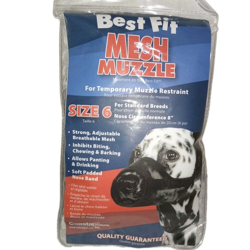 Best Fit Mesh Dog Muzzle Black Adjustable Size 6